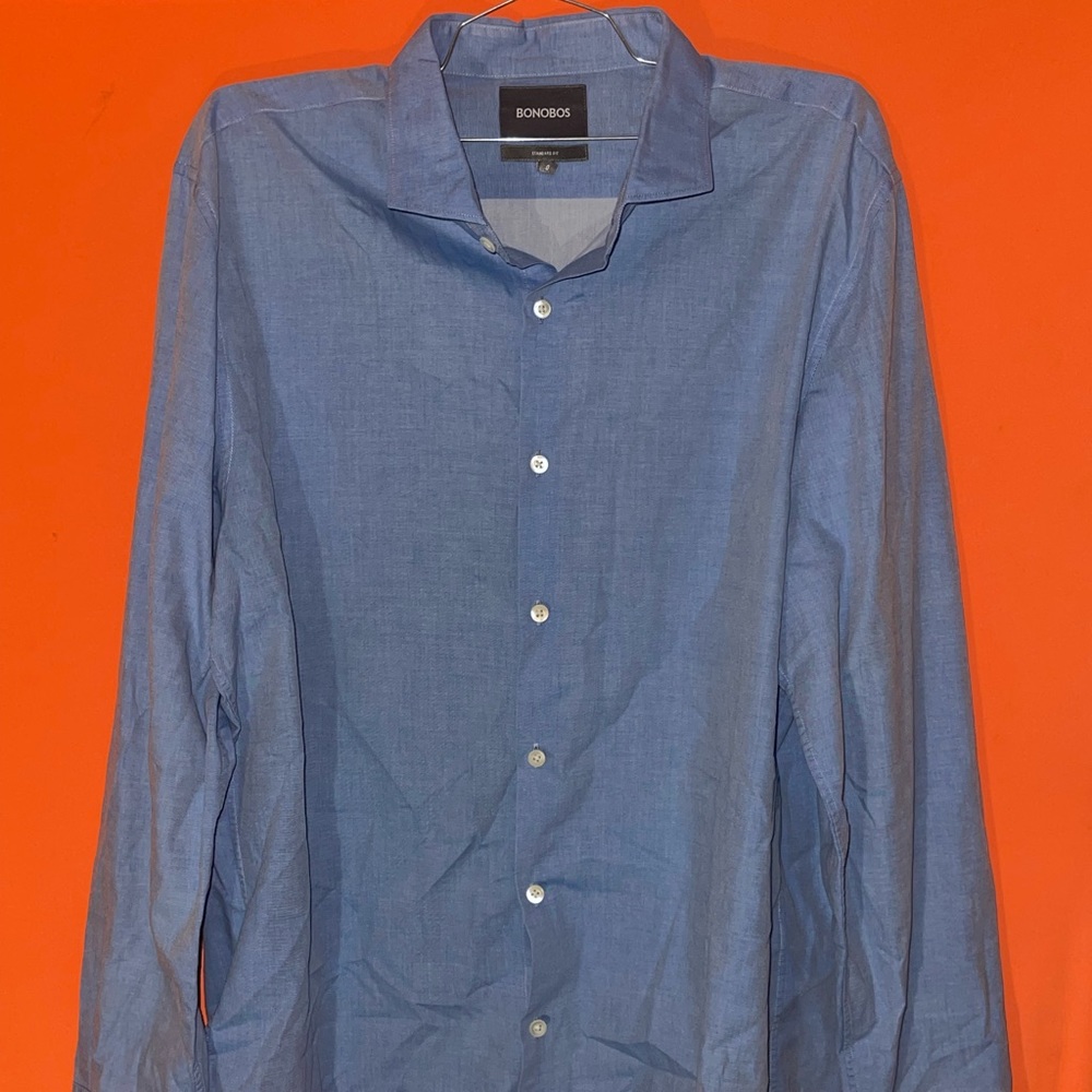 Bonobos Button Down Mens Shirt Large Light Blue Long Sleeve Business